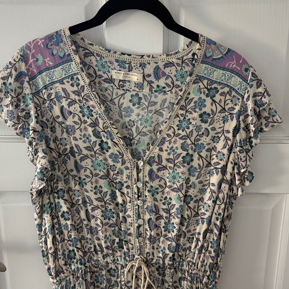 Spell Dahlia Midi Dress Dusty Blue Size Medium - Picture 4 of 16
